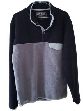 Southern Grit Men's Black & Gray 1/4 Snap Button Collar Pullover Fleece